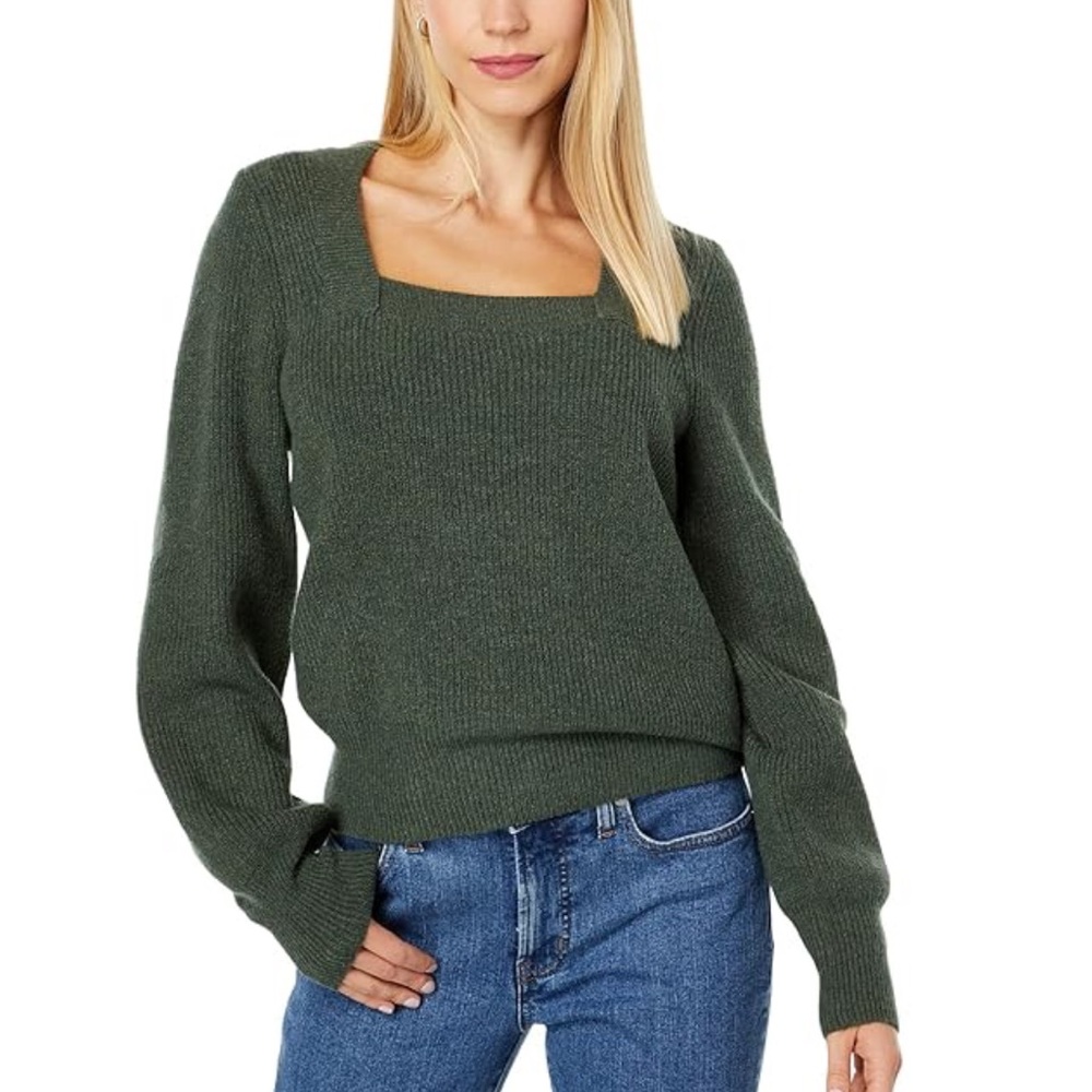 Madewell Green Square Neck knit Sweater wool NWT women’s XS